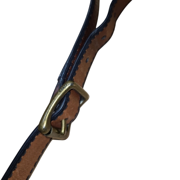 VINTAGE FOSSIL CROSSBODY PURSE TWO TONE COW HIDE LEATHER ADJUSTABLE MAGNETIC - Picture 16 of 17